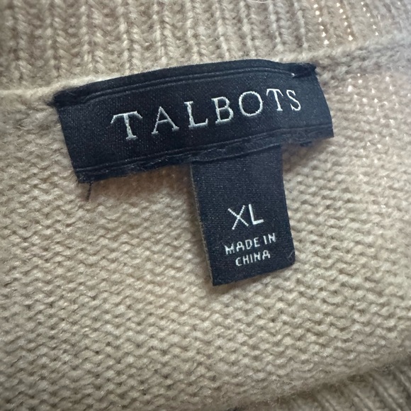 Talbots Womens Taupe Rhinestones Wool/Cashmere Blend Crew Neck Sweater. - Picture 10 of 11